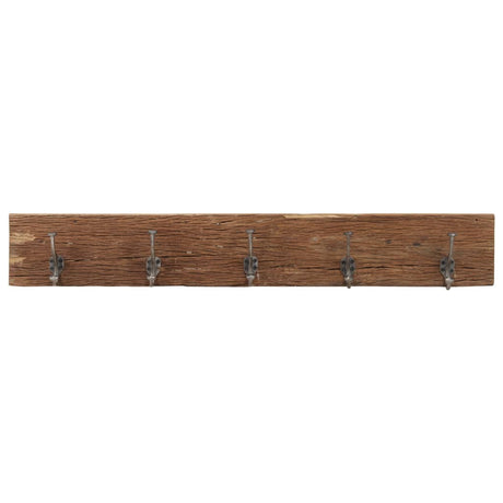 Vidaxl wandkapstok met 5 haken 100x2,5x15 cm massief gerecycled hout