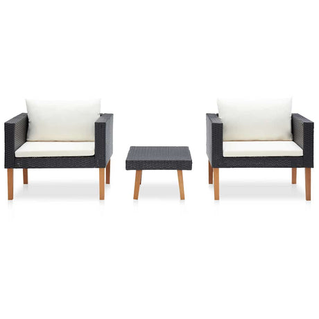 Vidaxl 3-delige loungeset met kussens poly rattan zwart