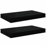 Vidaxl wandschappen zwevend 2 st 40x23x3,8 cm mdf hoogglans zwart