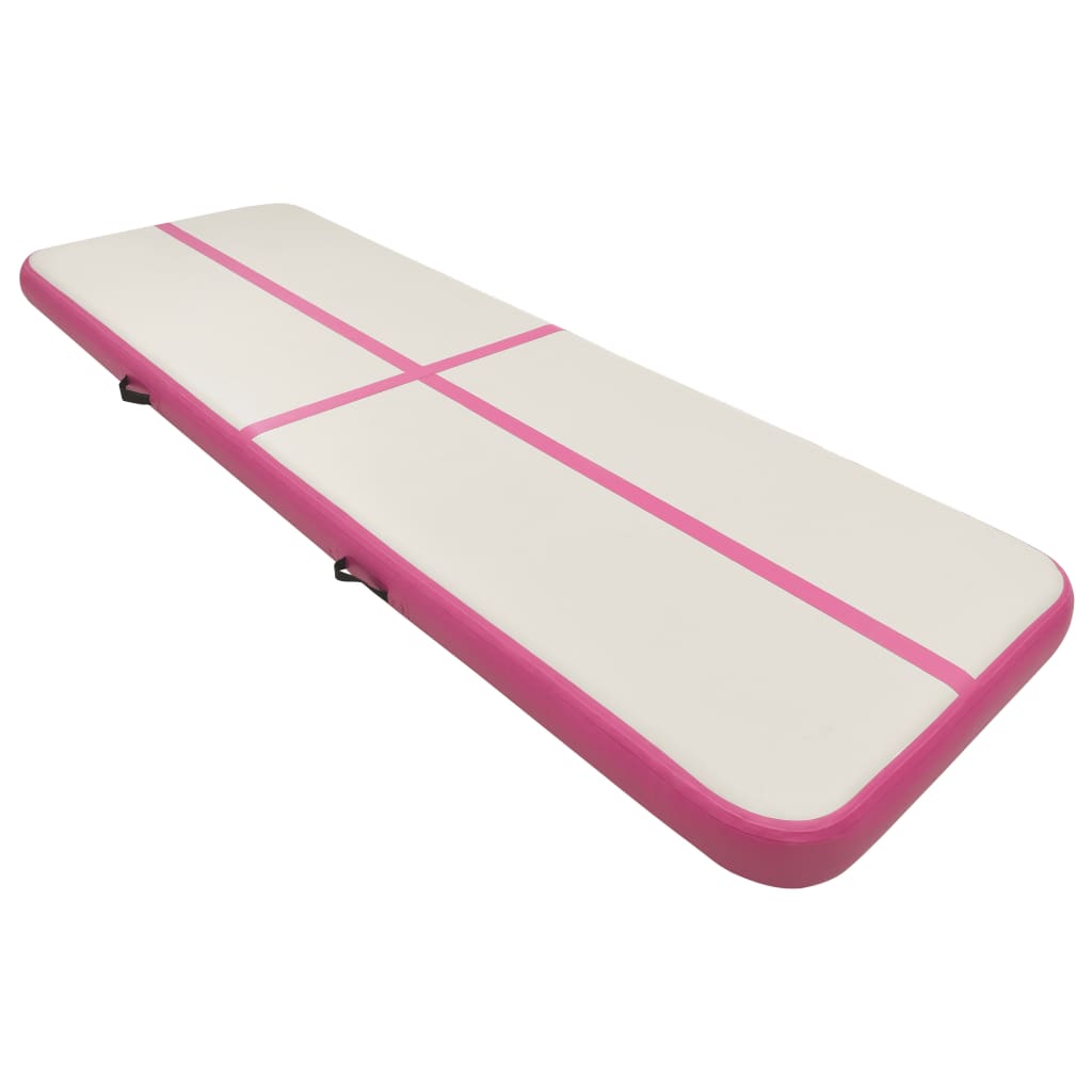 Vidaxl gymnastiekmat met pomp opblaasbaar 300x100x15 cm pvc roze