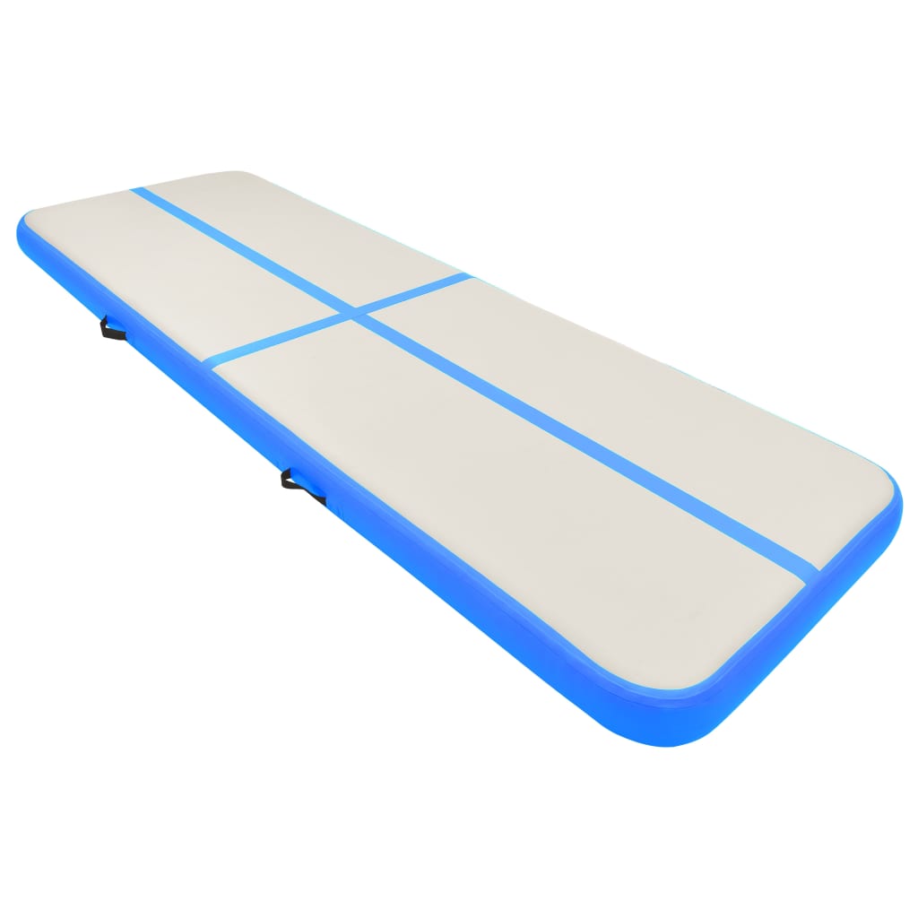 Vidaxl gymnastiekmat met pomp opblaasbaar 300x100x15 cm pvc blauw