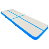 Vidaxl gymnastiekmat met pomp opblaasbaar 300x100x15 cm pvc blauw