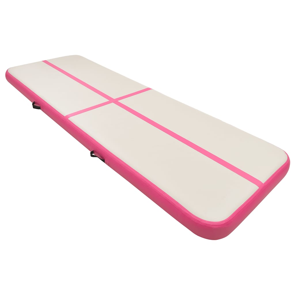 Vidaxl gymnastiekmat met pomp opblaasbaar 500x100x15 cm pvc roze