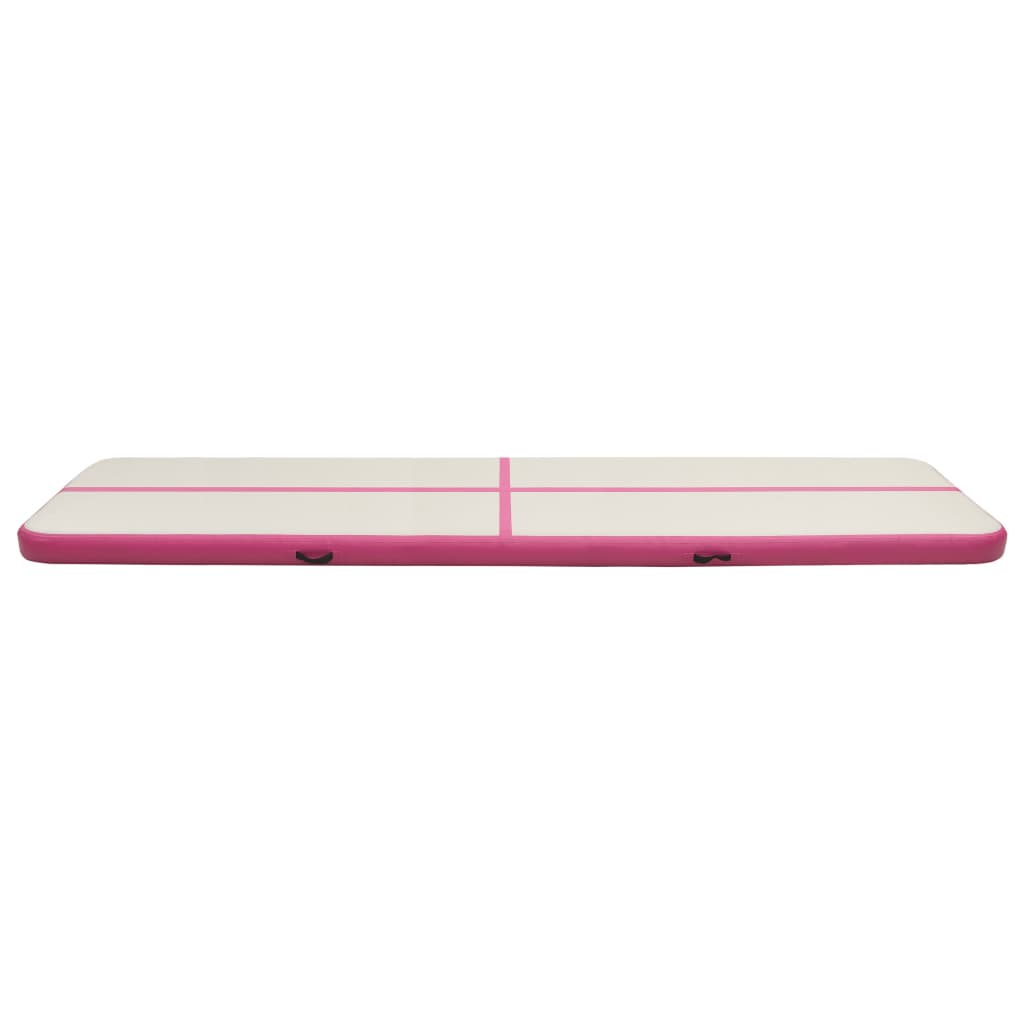 Vidaxl gymnastiekmat met pomp opblaasbaar 600x100x15 cm pvc roze