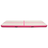 Vidaxl gymnastiekmat met pomp opblaasbaar 400x100x20 cm pvc roze