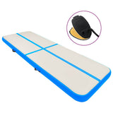 Vidaxl gymnastiekmat met pomp opblaasbaar 400x100x20 cm pvc blauw