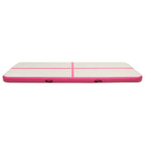 Vidaxl gymnastiekmat met pomp opblaasbaar 500x100x20 cm pvc roze