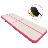 Vidaxl gymnastiekmat met pomp opblaasbaar 600x100x20 cm pvc roze