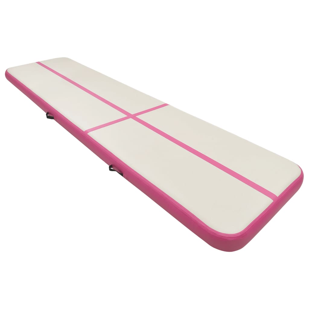 Vidaxl gymnastiekmat met pomp opblaasbaar 600x100x20 cm pvc roze