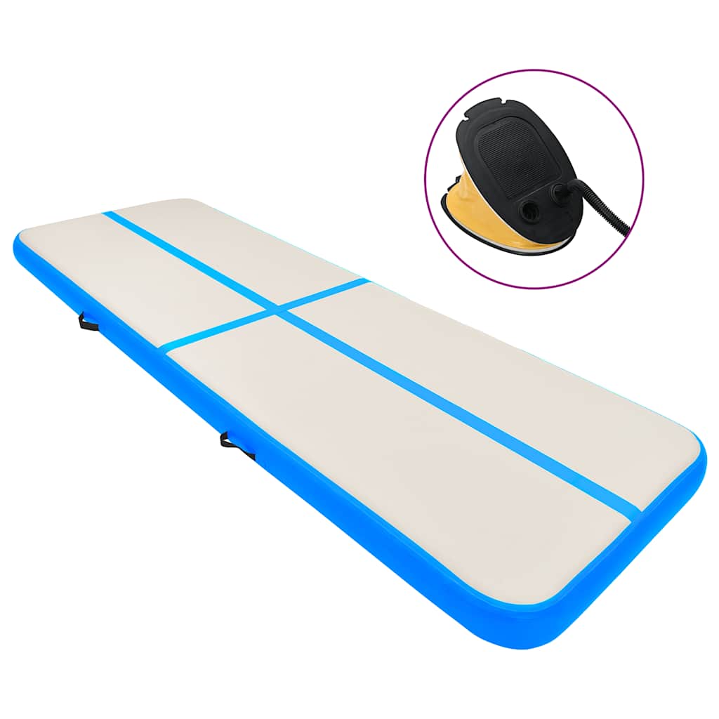 Vidaxl gymnastiekmat met pomp opblaasbaar 600x100x20 cm pvc blauw