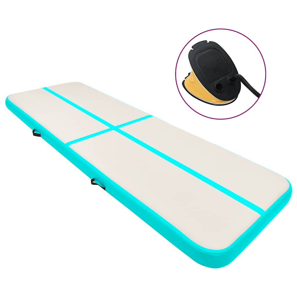 Vidaxl gymnastiekmat met pomp opblaasbaar 800x100x20 cm pvc groen