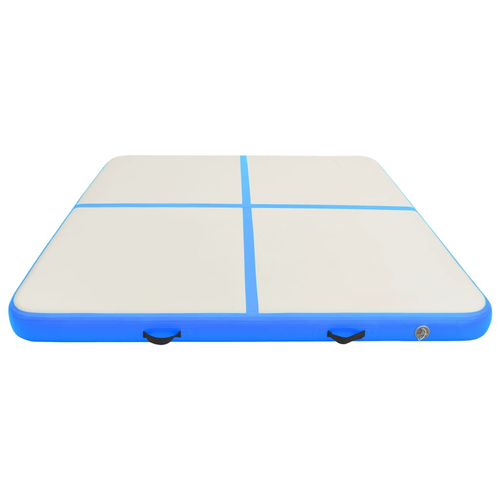 Vidaxl gymnastiekmat met pomp opblaasbaar 200x200x10 cm pvc blauw