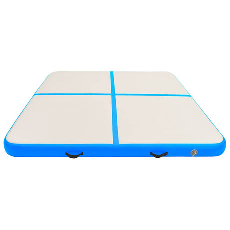 Vidaxl gymnastiekmat met pomp opblaasbaar 200x200x20 cm pvc blauw