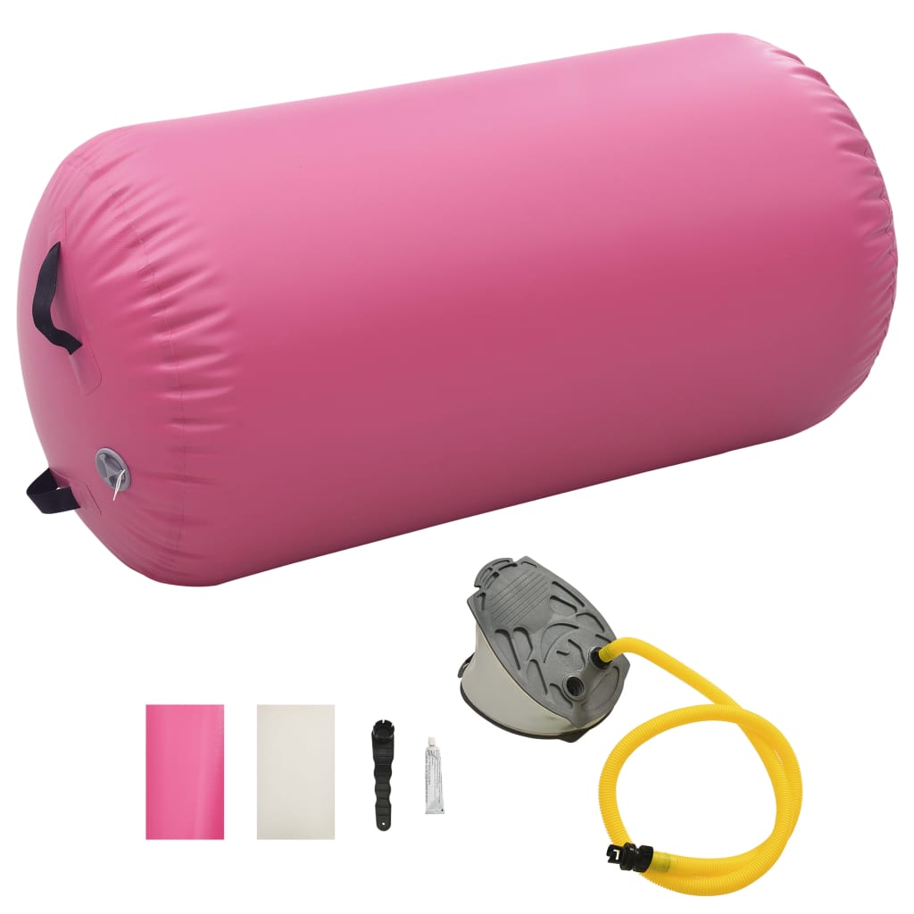 Vidaxl gymnastiekrol met pomp opblaasbaar 120x75 cm pvc roze