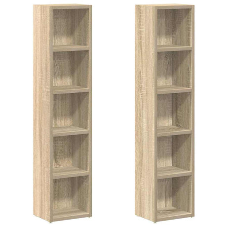 Vidaxl cd-kasten 2 st 21x16x93,5 spaanplaat sonoma eikenkleurig