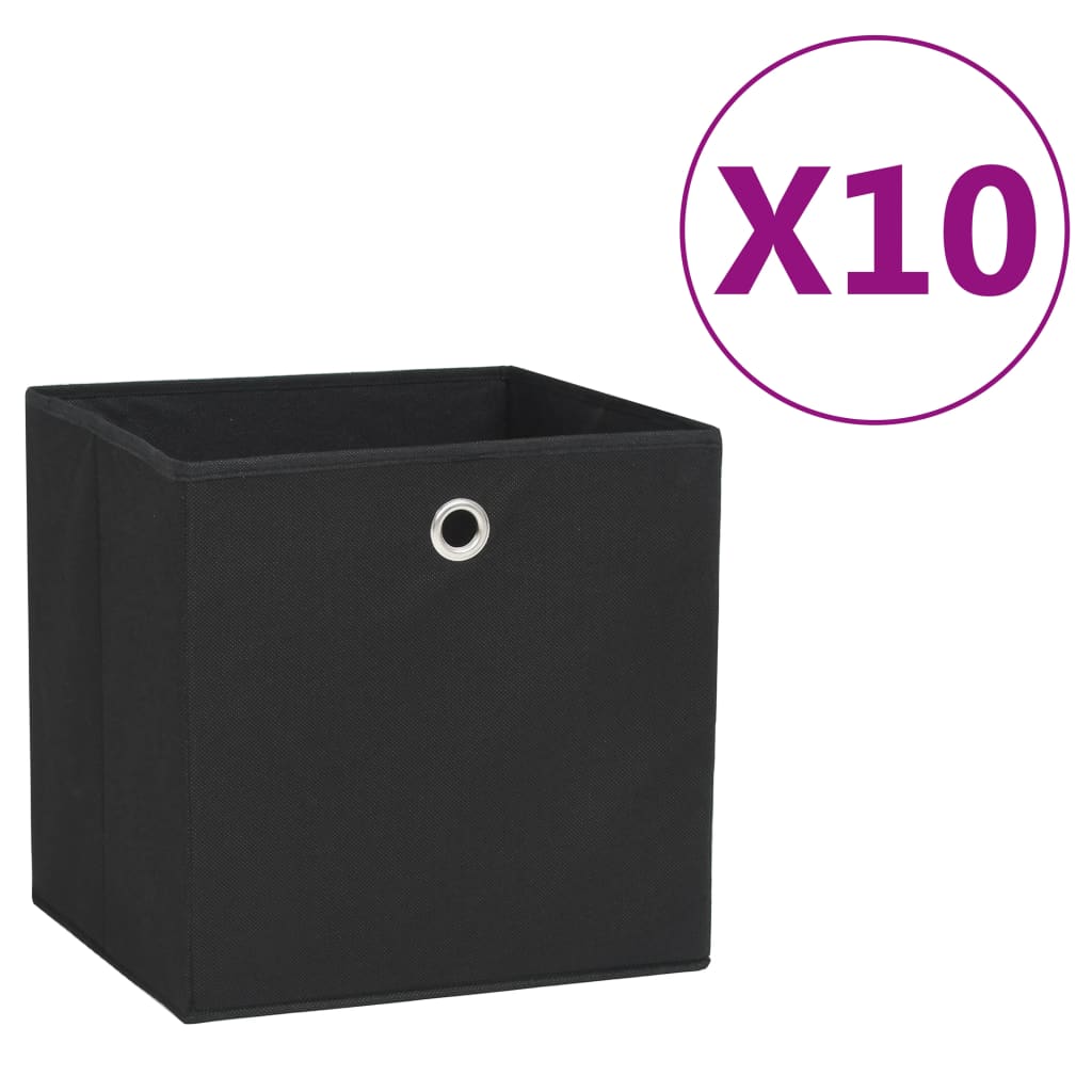 Vidaxl opbergboxen 10 st 28x28x28 cm nonwoven stof zwart