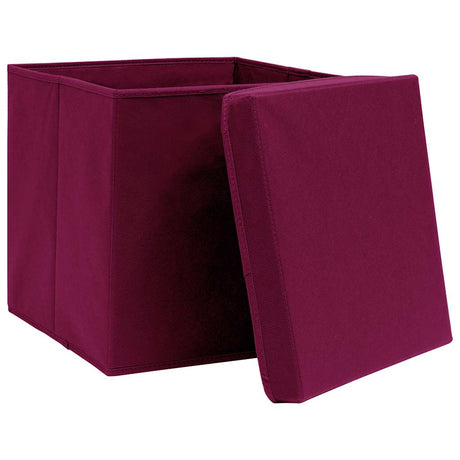Vidaxl opbergboxen met deksel 4 st 28x28x28 cm donkerrood