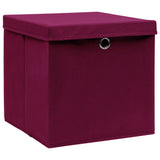 Vidaxl opbergboxen met deksel 10 st 28x28x28 cm donkerrood