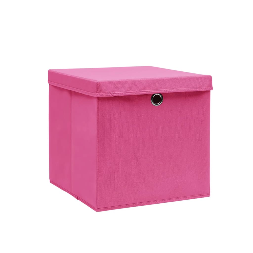 Vidaxl opbergboxen met deksel 10 st 28x28x28 cm roze