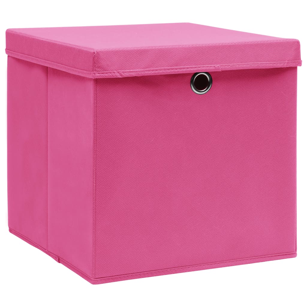 Vidaxl opbergboxen met deksel 10 st 28x28x28 cm roze