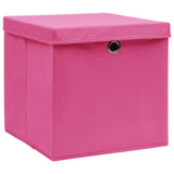 Vidaxl opbergboxen met deksel 10 st 28x28x28 cm roze