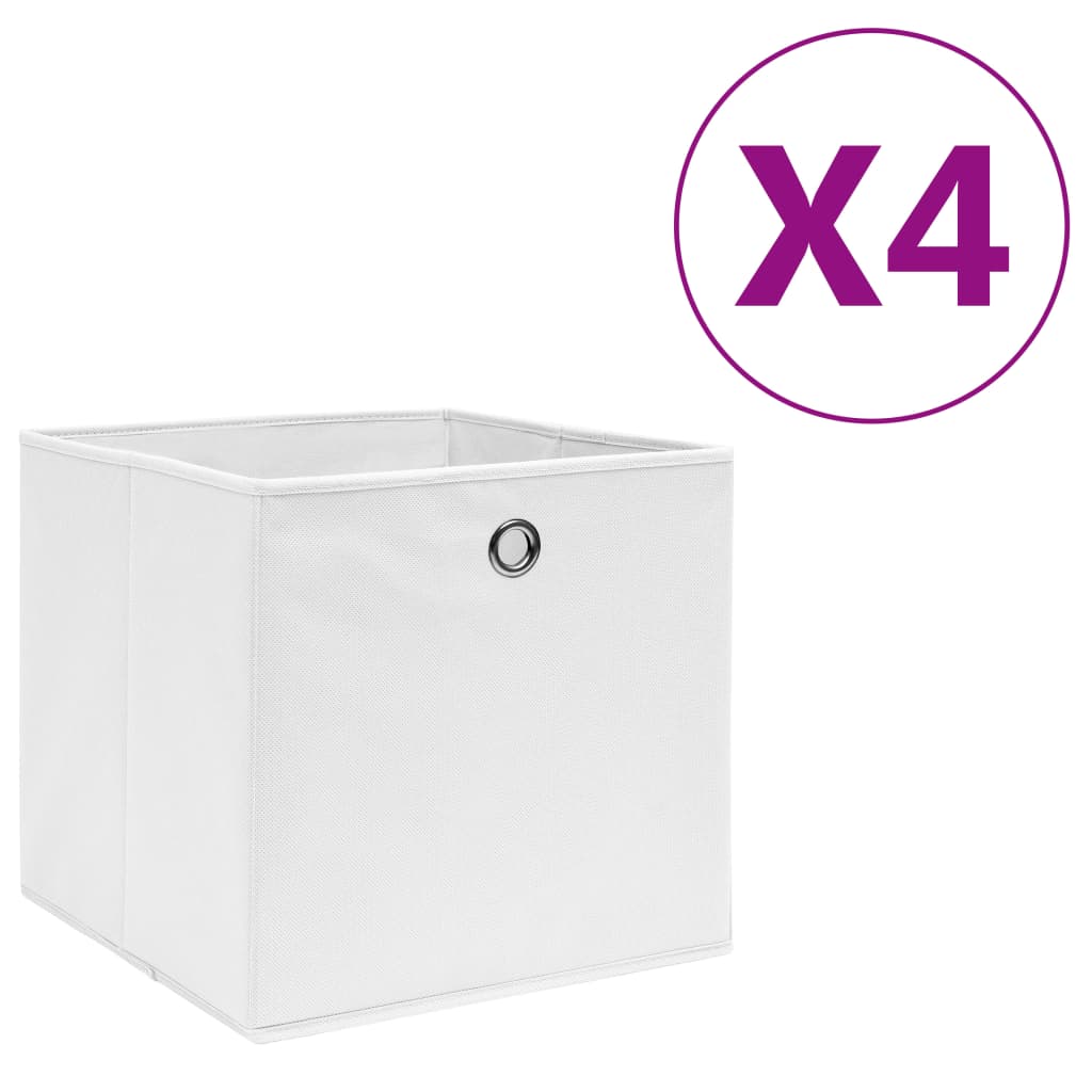 Vidaxl opbergboxen 4 st 28x28x28 cm nonwoven stof wit