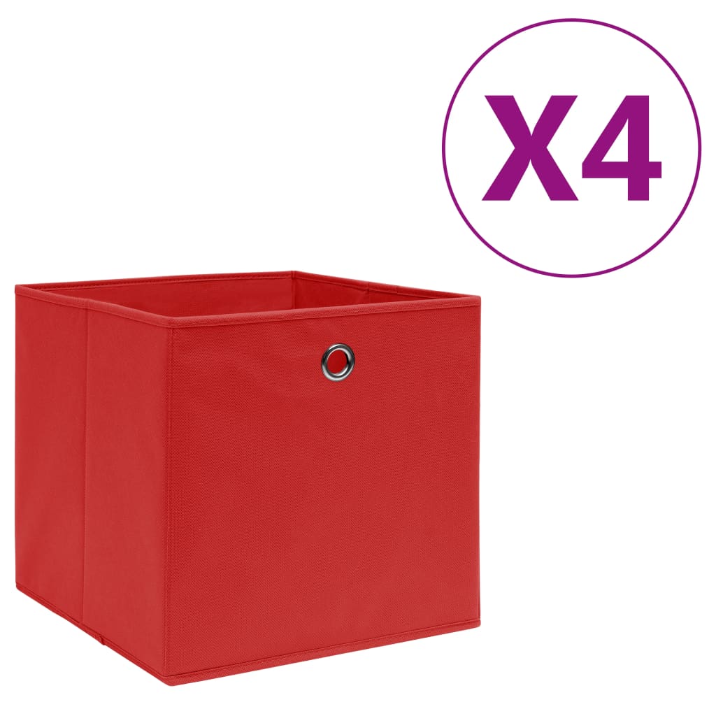 Vidaxl opbergboxen 4 st 28x28x28 cm nonwoven stof rood