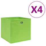 Vidaxl opbergboxen 4 st 28x28x28 cm nonwoven stof groen