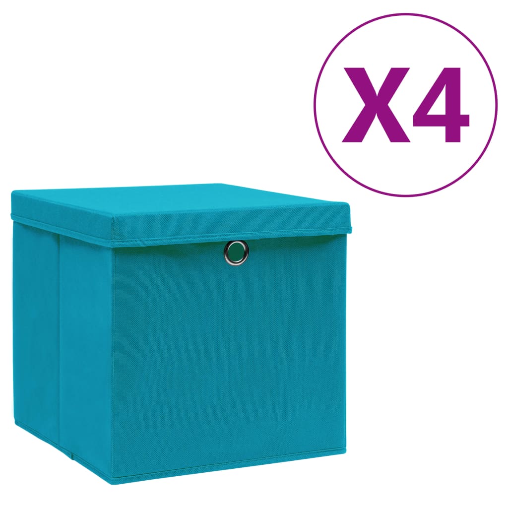 Vidaxl opbergboxen met deksel 4 st 28x28x28 cm babyblauw