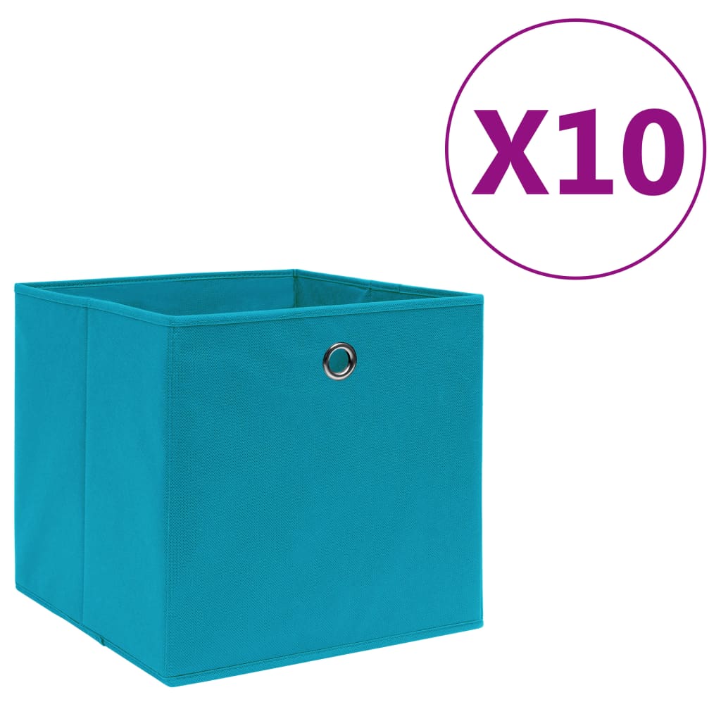 Vidaxl opbergboxen 10 st 28x28x28 cm nonwoven stof babyblauw