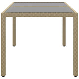 Vidaxl tuintafel 150x90x75 cm gehard glas en poly rattan beige