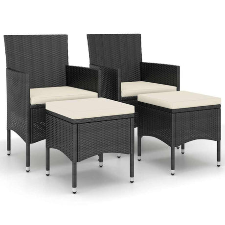 Vidaxl 4-delige tuinstoel- en voetenbankset rattan zwart
