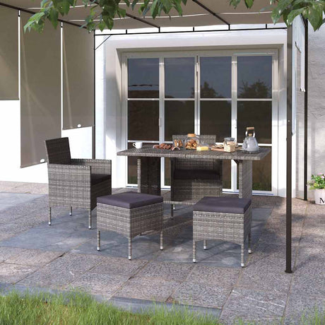 Vidaxl 4-delige tuinstoelen- en voetenbankenset poly rattan grijs