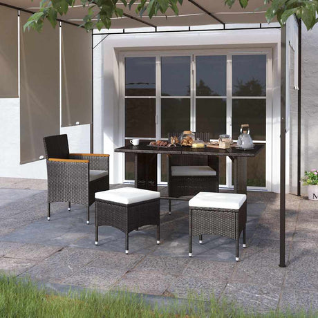 Vidaxl 4-delige tuinstoel- en voetenbankset poly rattan zwart