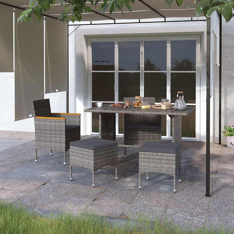 Vidaxl 4-delige tuinstoelen- en voetenbankenset poly rattan grijs