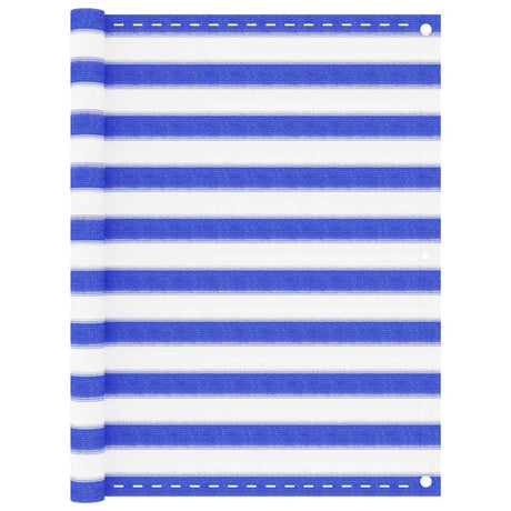 Vidaxl balkonscherm 120x500 cm hdpe blauw en wit