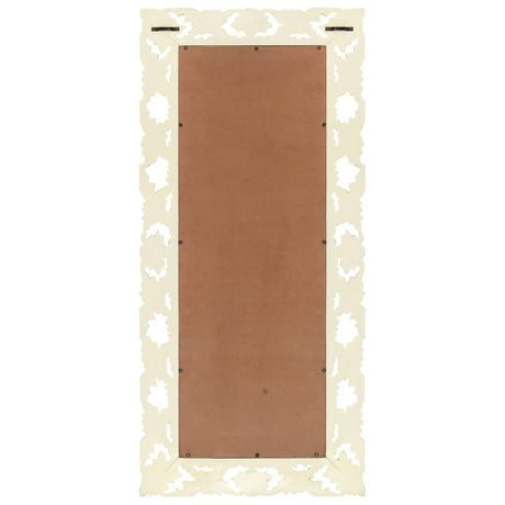 Vidaxl spiegel handgesneden 110x50 cm massief mangohout wit