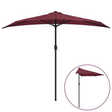 VidaXL Balkonparasol half aluminium paal 270x144x222 cm bordeauxrood