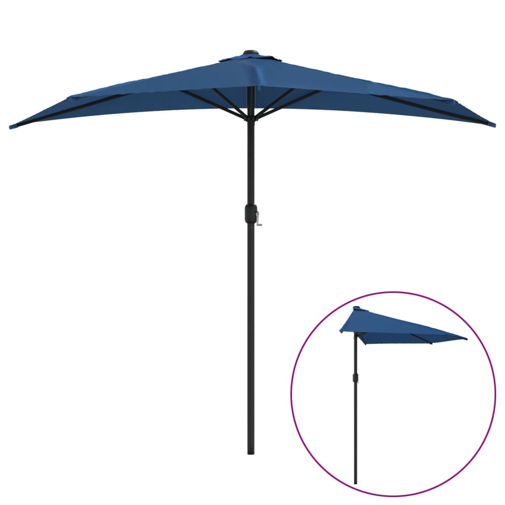 VidaXL Balkonparasol half met aluminium paal 270x144x222 cm blauw