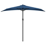 VidaXL Balkonparasol half met aluminium paal 270x144x222 cm blauw