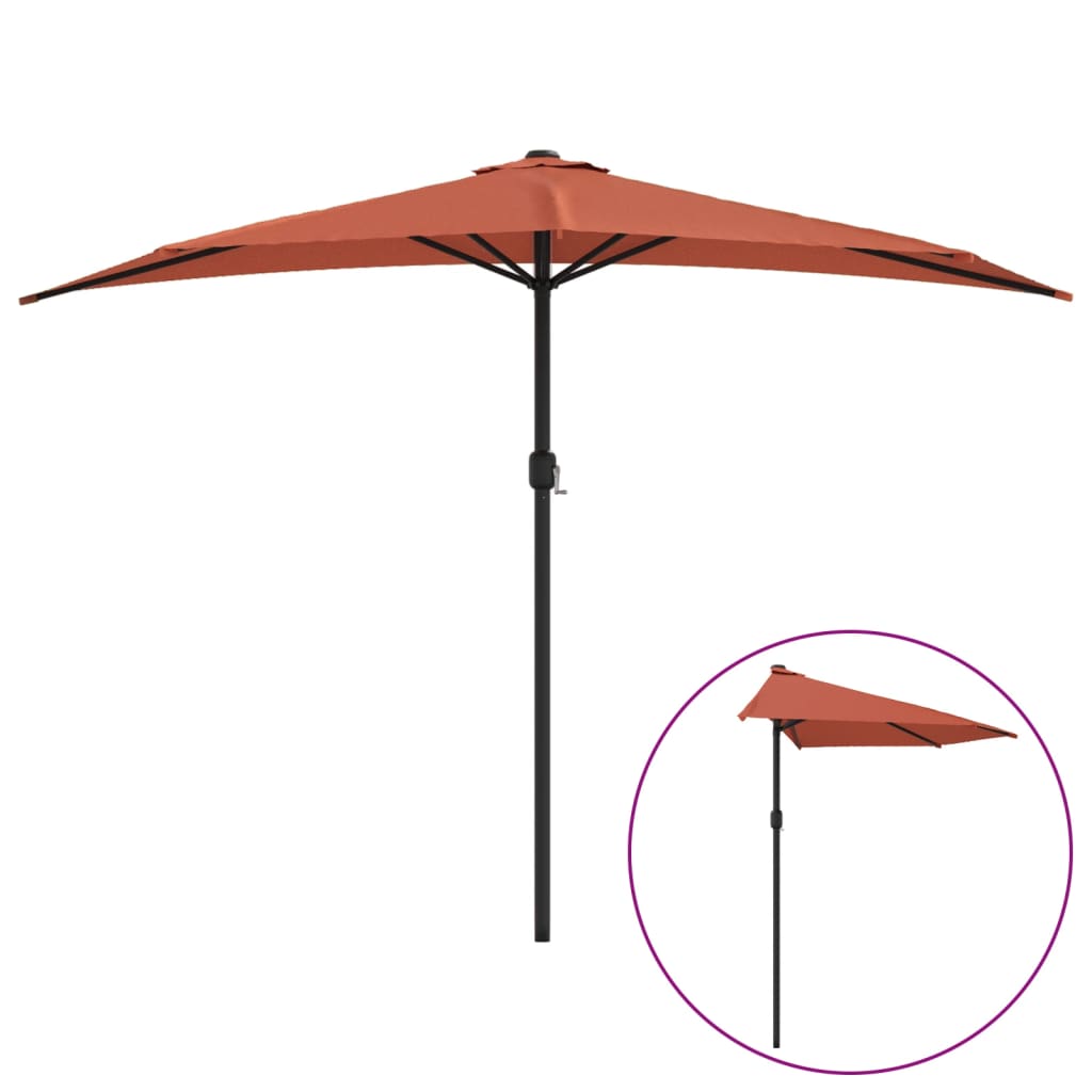 VidaXL Balkonparasol half met aluminium paal 300x155x223 cm terracotta