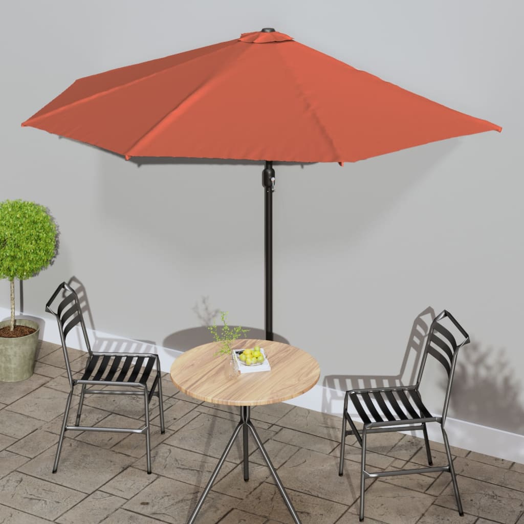 VidaXL Balkonparasol half met aluminium paal 300x155x223 cm terracotta