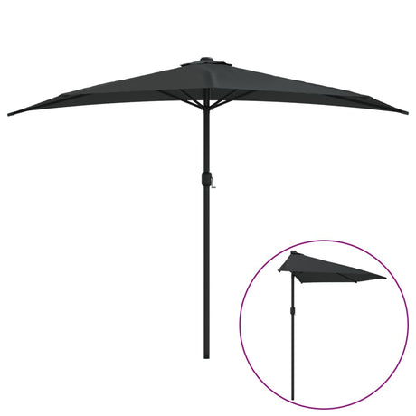 VidaXL Balkonparasol half met aluminium paal 300x155x223 cm zwart