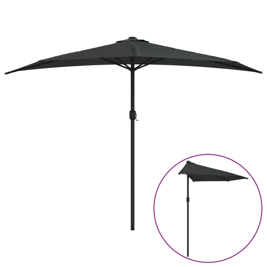 Vidaxl balkonparasol half met aluminium paal 300x155x223 cm zwart