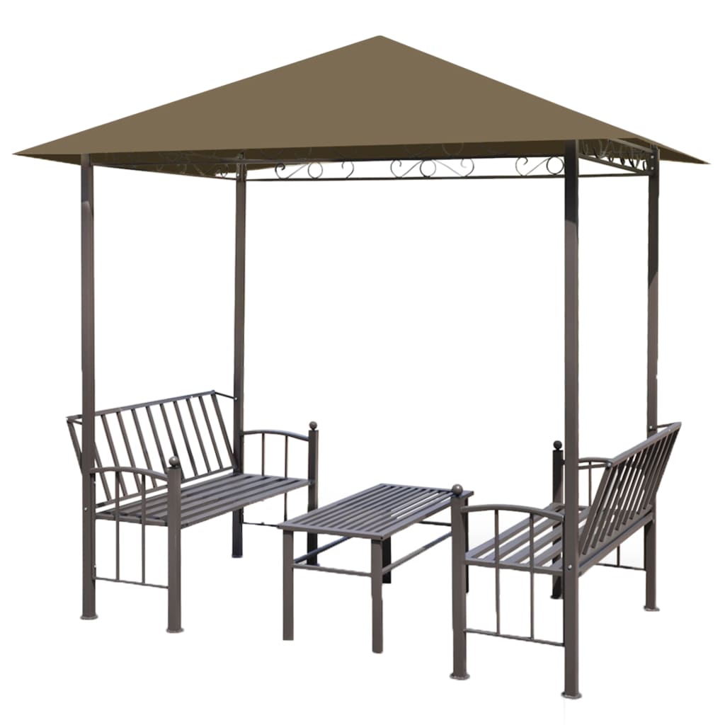 VidaXL Tuinpaviljoen met tafel en bankjes 180 g m² 2,5x1,5x2,4 m taupe