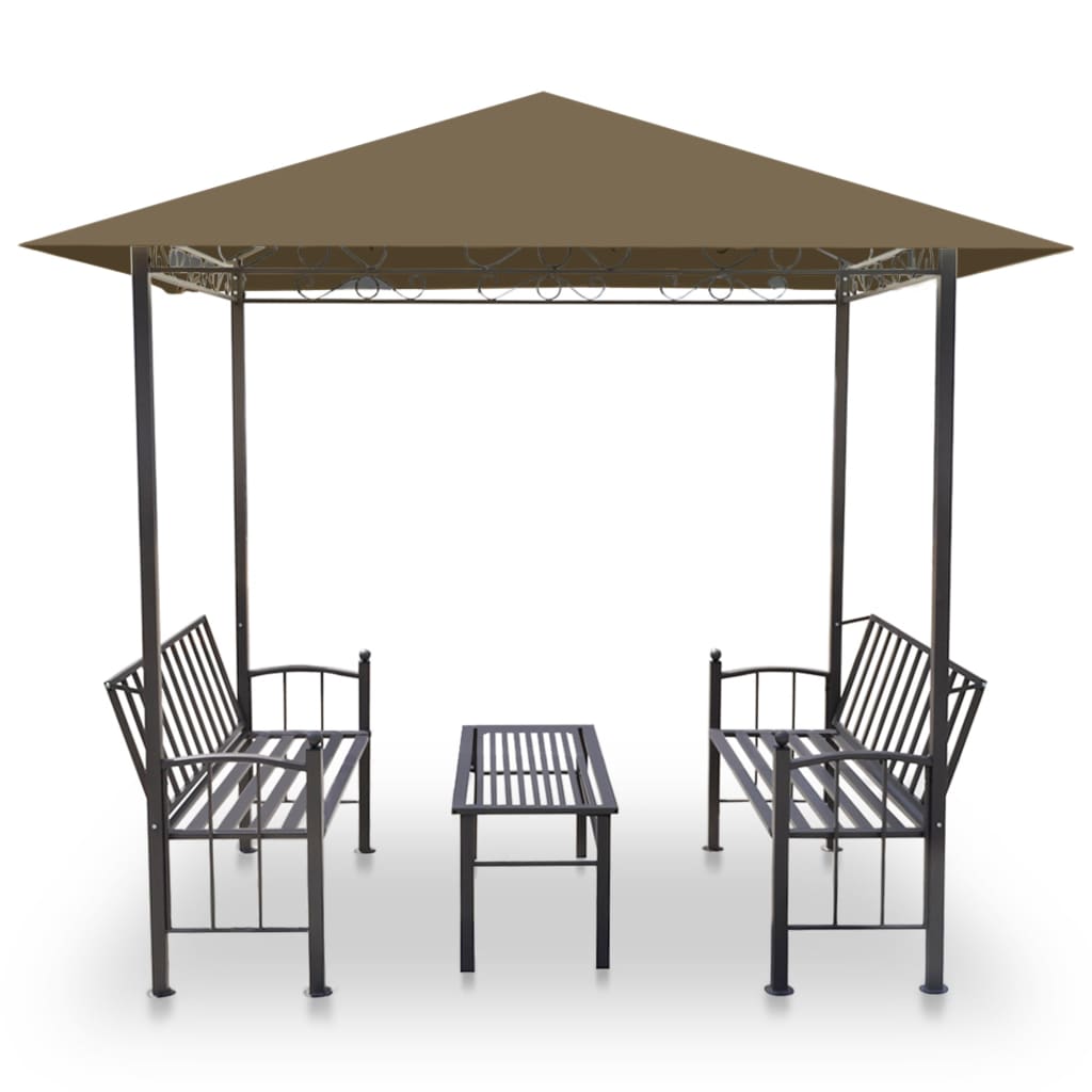 VidaXL Tuinpaviljoen met tafel en bankjes 180 g m² 2,5x1,5x2,4 m taupe