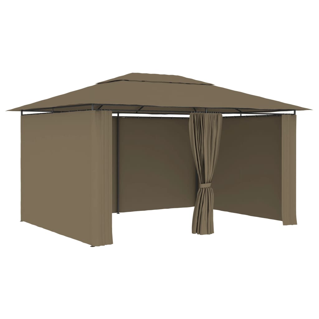 Vidaxl tuinpaviljoen met gordijnen 180 g m² 4x3 m taupe