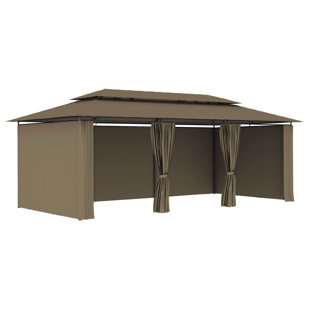 VidaXL Prieel met gordijnen 180 g m² 600x298x270 cm taupe