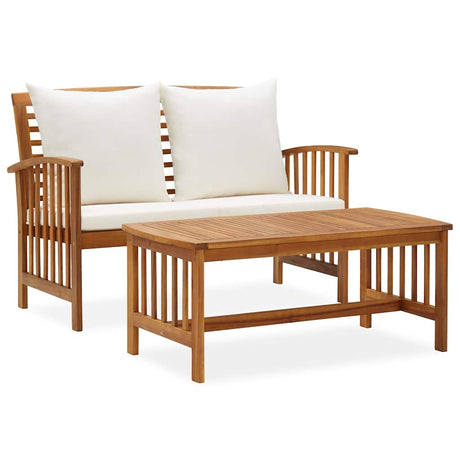 Vidaxl 2-delige loungeset met kussens massief acaciahout