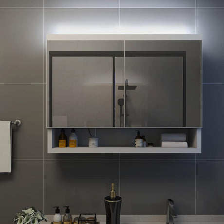 Vidaxl badkamerspiegelkast led 80x15x60 cm mdf wit